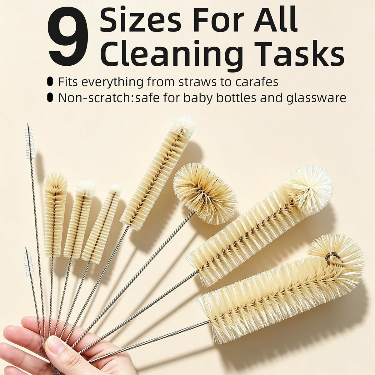 Masthome 9 Pcs Bottle Brush Set,Bendable Flexible Pipe Cleaning Kit