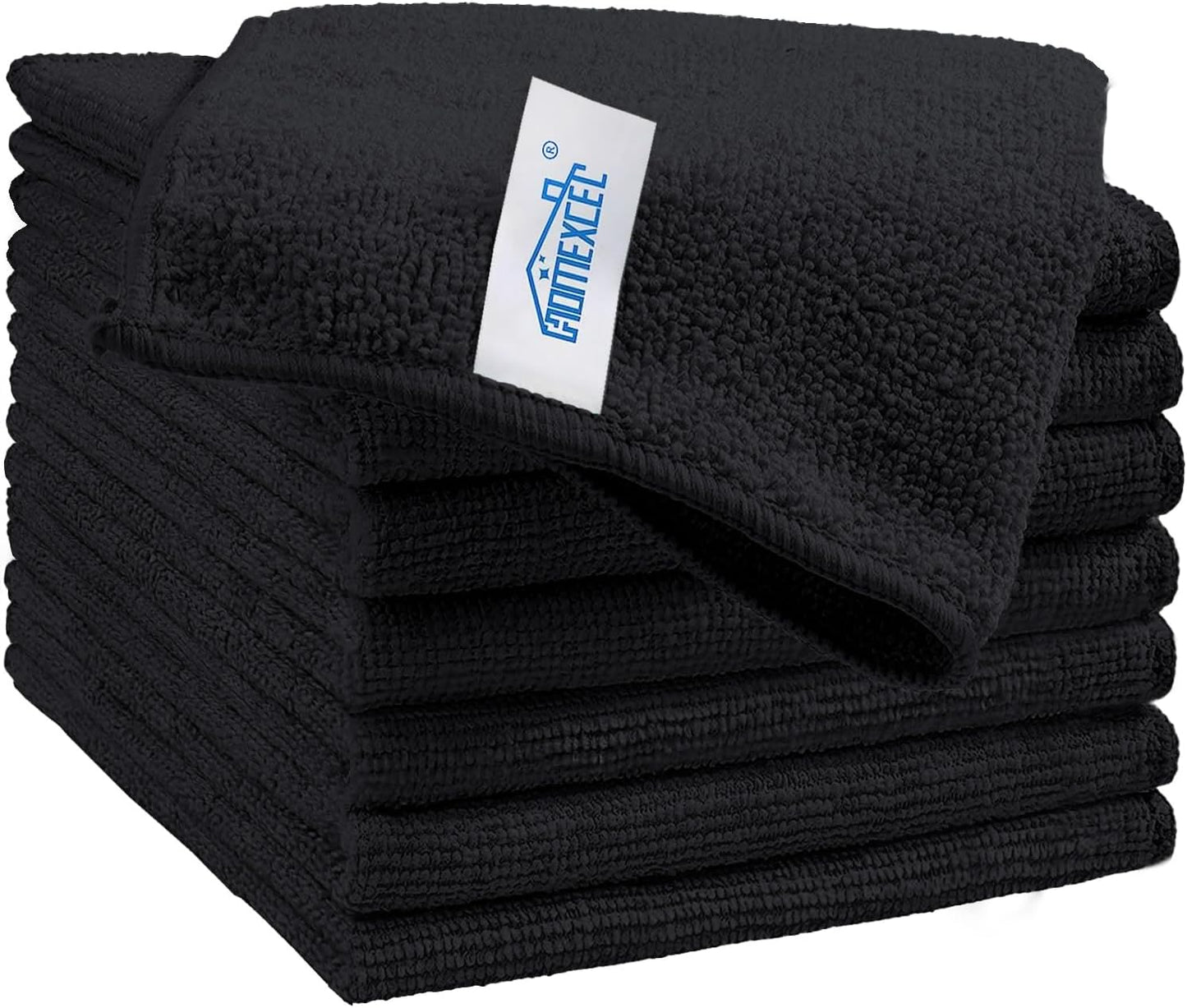 HOMEXCEL Black Microfiber Cleaning Cloth, 8 Pack Cleaning Towels for Kitchen, Lint Free, Scratch-Fre