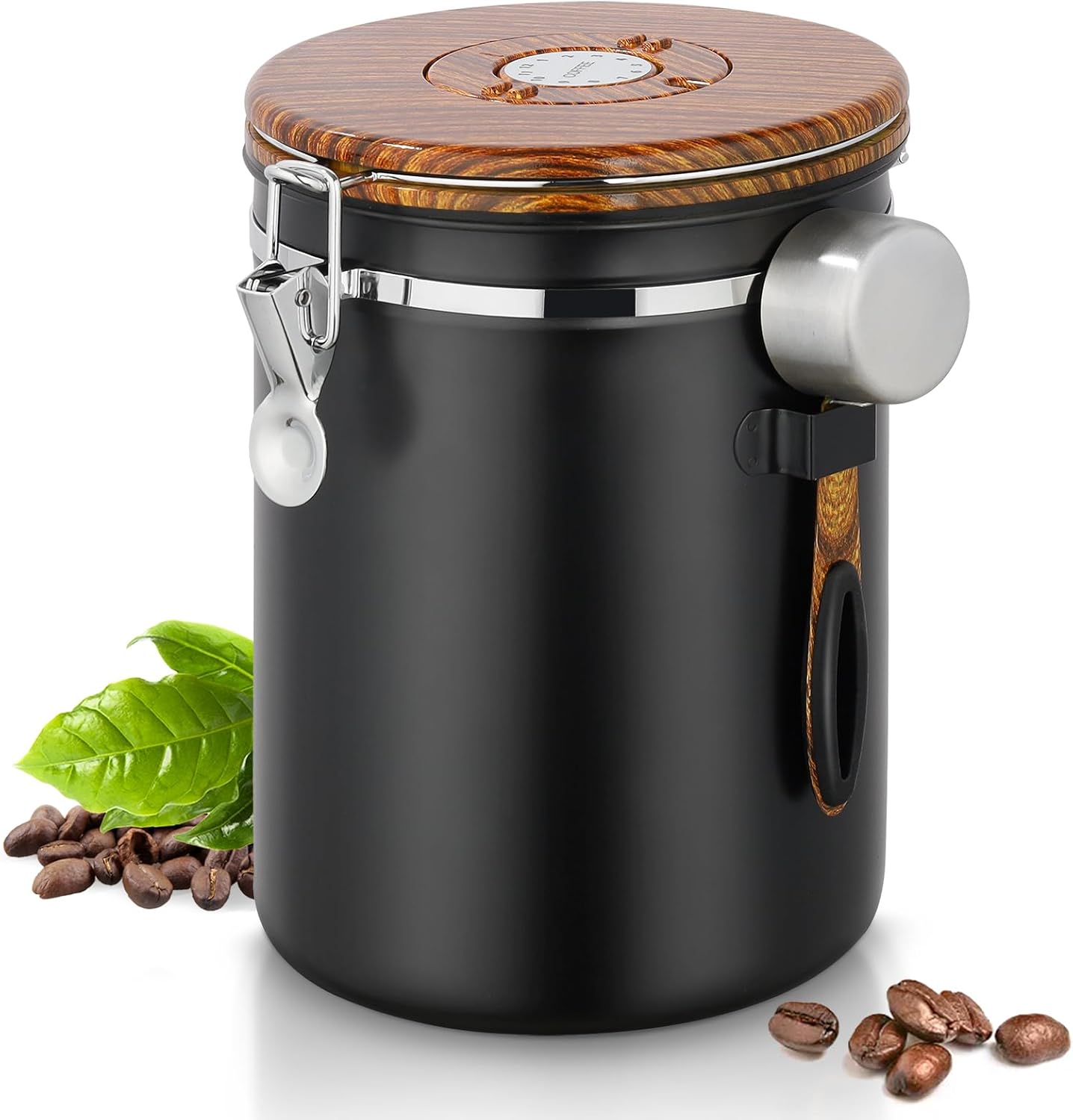 Coffee Canister, 35OZ Stainless Steel Coffee Bean Storage for 1kg Beans, Food Storage Container with Date Tracker, Scoop & CO2 Valve