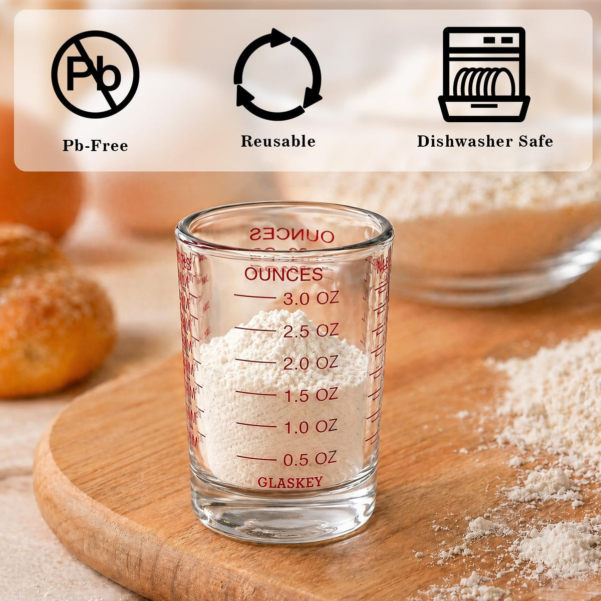 GLASKEY 2 Pack Shot Glass Measuring Cup Set
