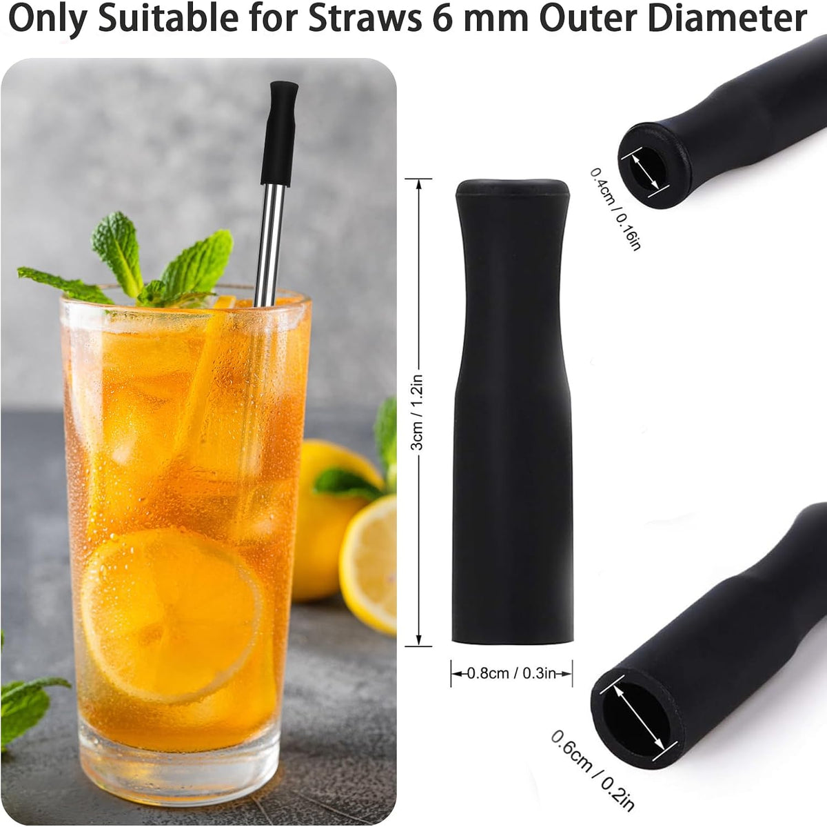 Accmor 22 Pcs Food Grade Silicone Straw Tips Covers for 6 MM OD Metal Straw