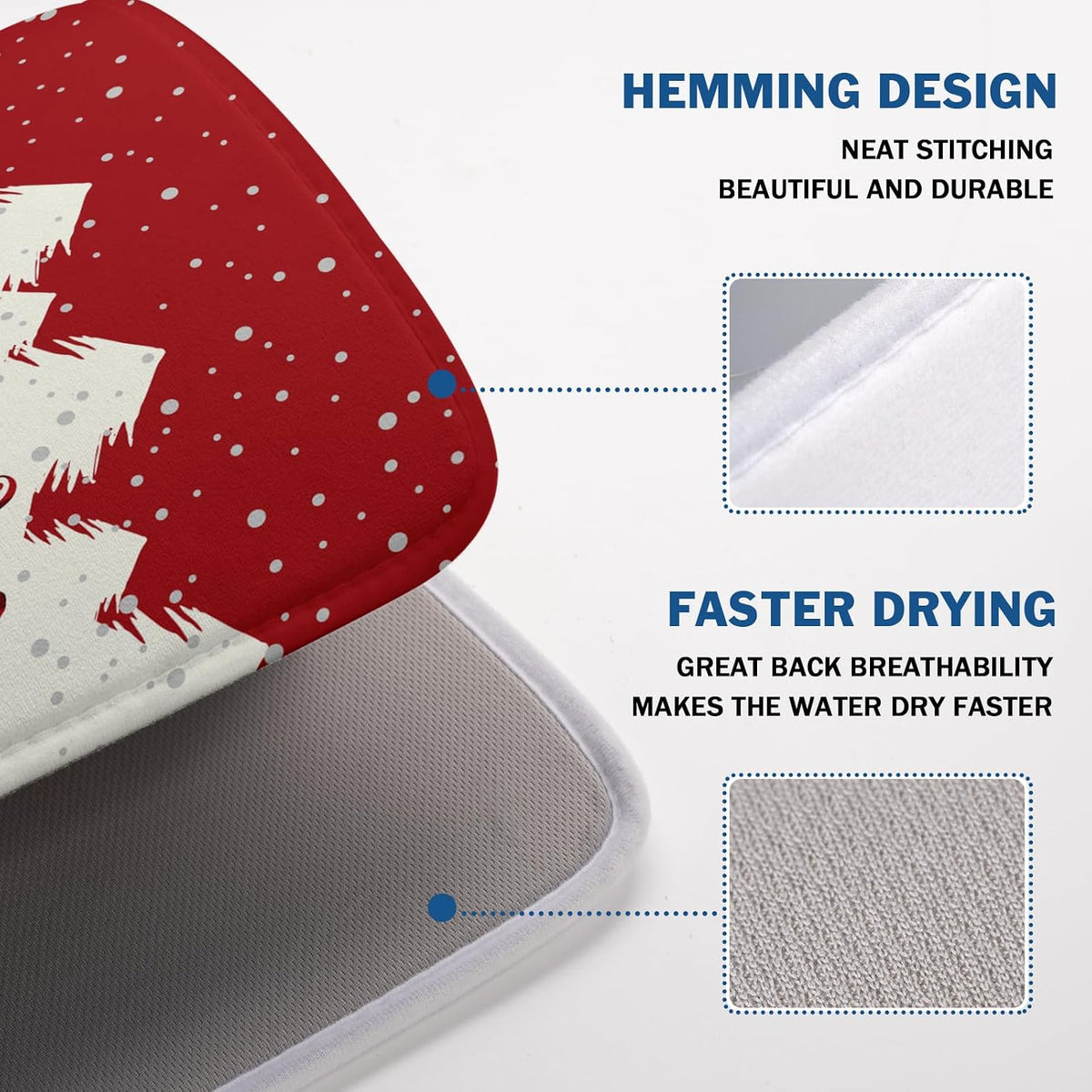 Christmas Moose Dish Drying Mat 18x24 for Winter Santa Claus Kitchen Counter Decor Absorbent Reversible Microfiber Deers Animal Dishes Pad Dish Drainer Rack Mats Kitchen Accessories