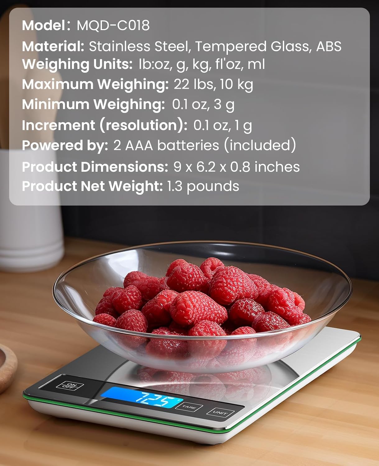 Nicewell Food Scale 22lb Digital Kitchen Scale for Cooking Baking