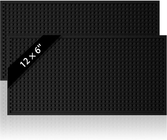 Tioncy 2 Pack Bar Mats, 6 x 12 Inch Black Countertop Drink Station Liners