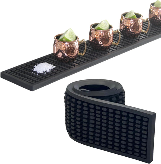 Bar Rail Mat 24x3. Non-Slip Serving Rubber Bar Mats for Countertop. 0.4" Thick Large Bar Service Spill Mat for Bartending,