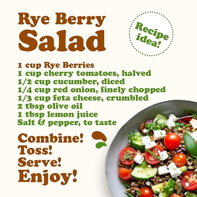 Food to Live Rye Berries, 20 Pounds – Whole Grain Powerhouse for Bread, Sourdough, Porridge, and Granola. Rich in Fiber and Nutrients. Raw, Unprocessed, Vegan, Kosher, Seeds in Bulk