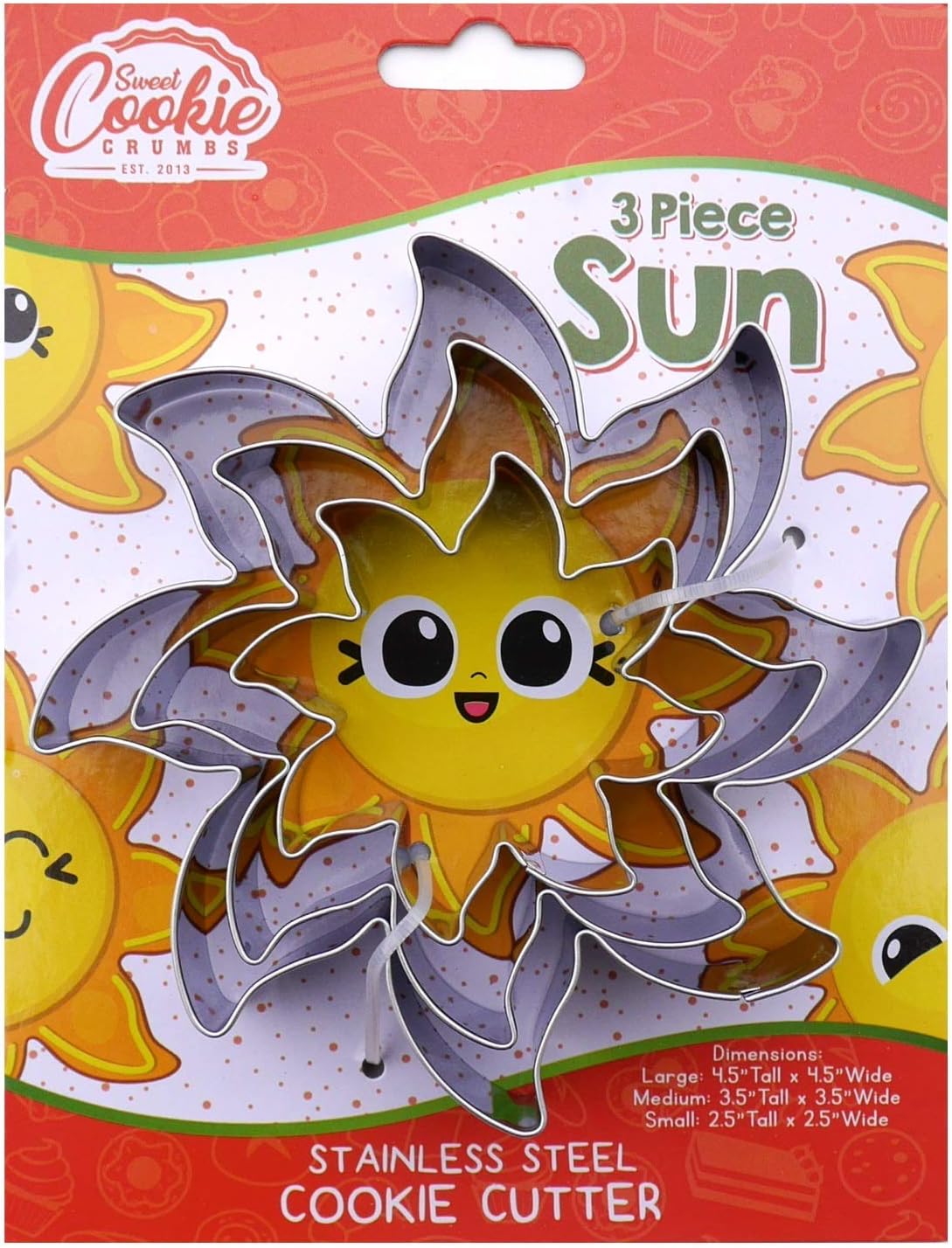 Sun Cookie Cutter Set – Sharp & Stainless Steel Cooking Utensils – A Bright Fit for Sandwiches, Pancakes, Fruits & Crafts –