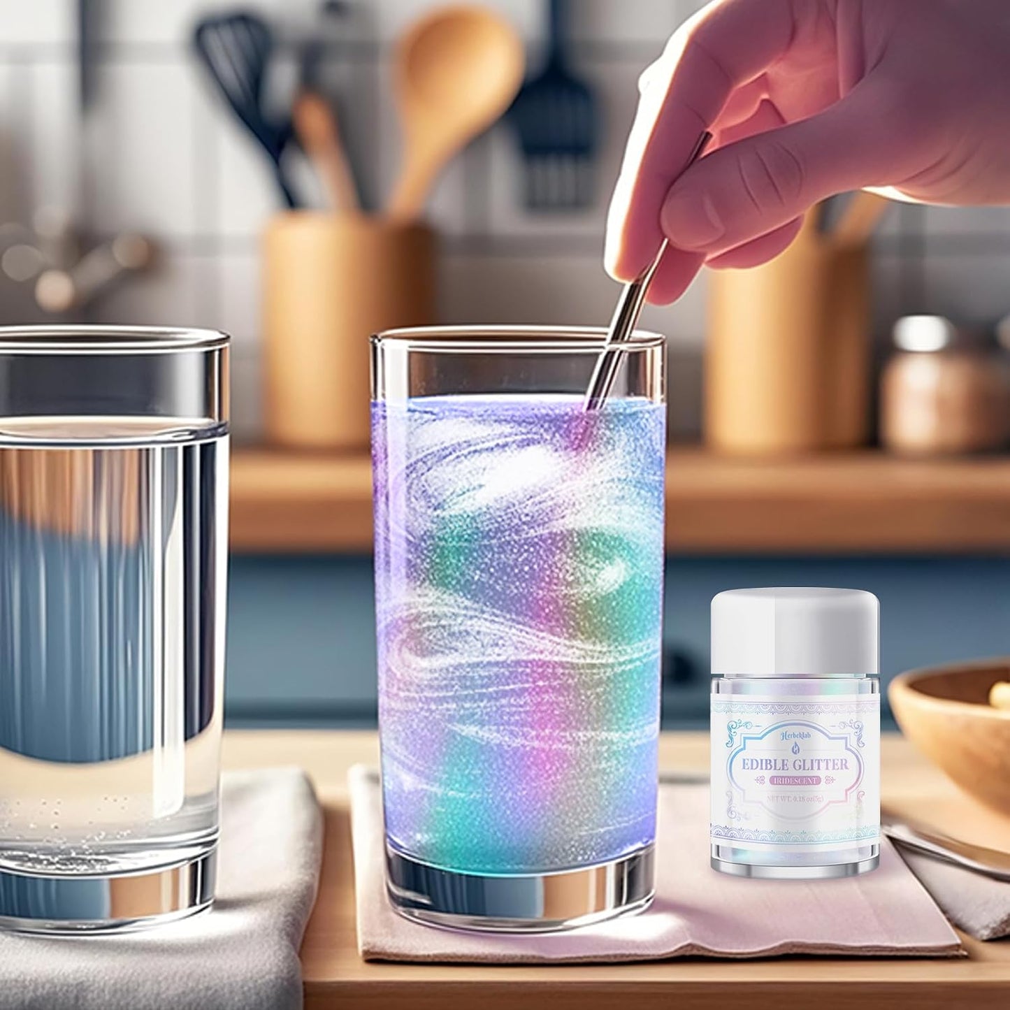 Iridescent Edible Glitter – 5g Rainbow Luster Dust Drink Glitter, Food Grade Shimmer Powder for Cocktails, Cakes, Beverages, Chocolate &amp; Candy