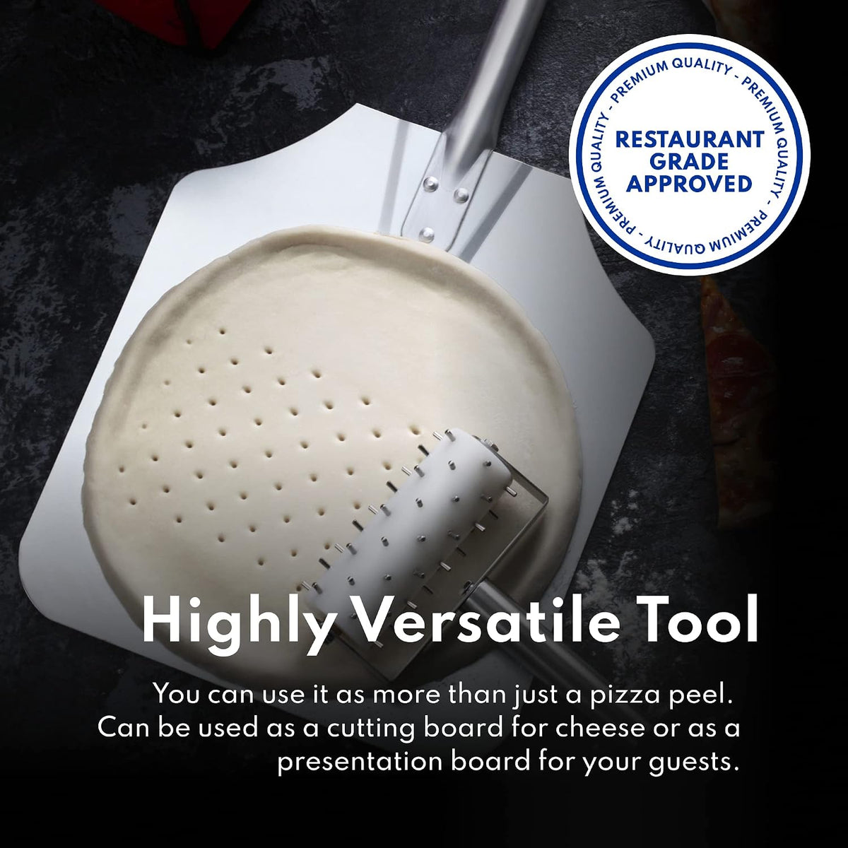 New Star Foodservice 50196 Aluminum Pizza Peel, 16 x 18 inch Blade