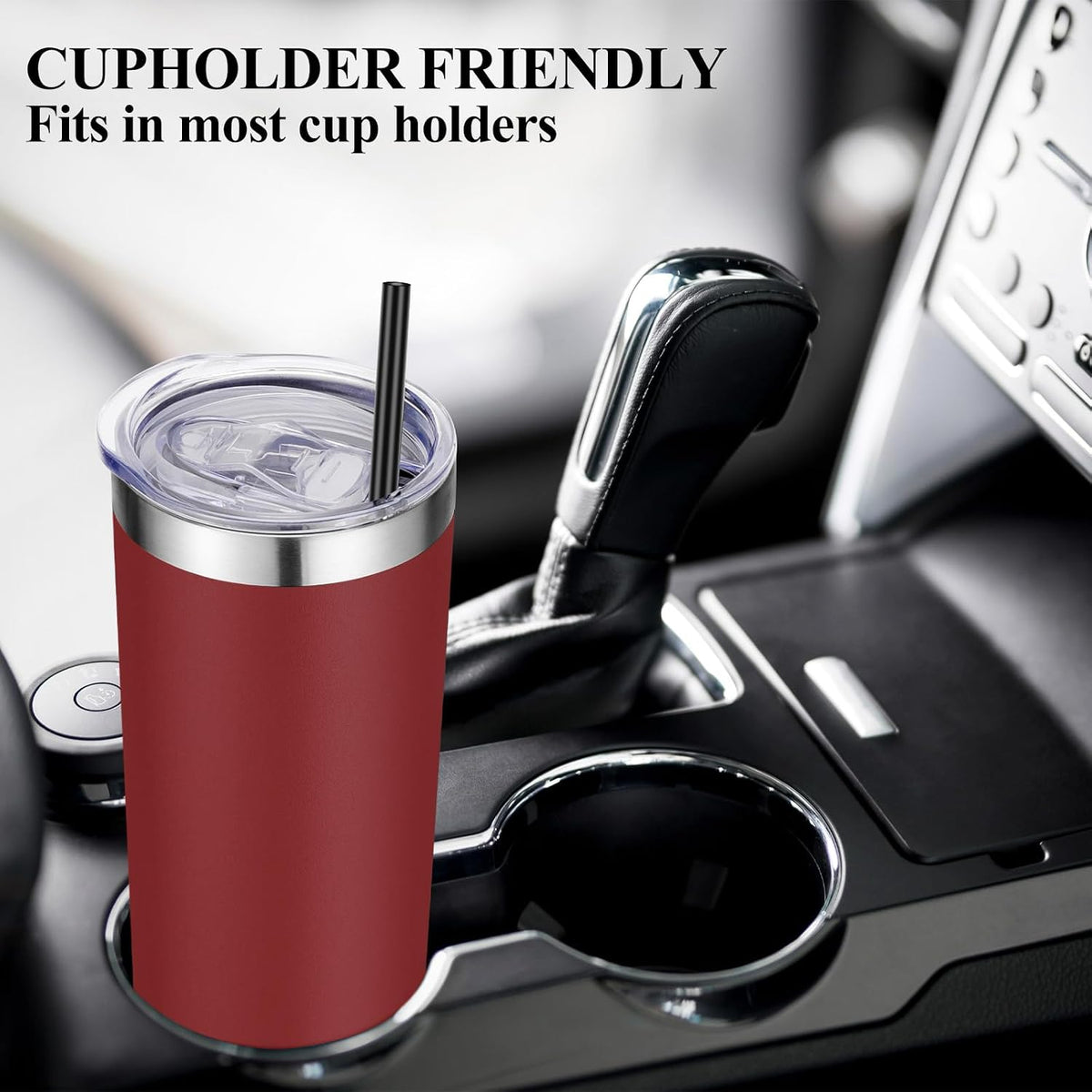 VEGOND 20 oz Stainless Steel Skinny Tumbler with Lids and Straws, 20oz Vacuum Insulated Slim Tumbler Cup, Double Wall Travel Tumblers Bulk for Cold Hot Drinks, Red 6 Pack