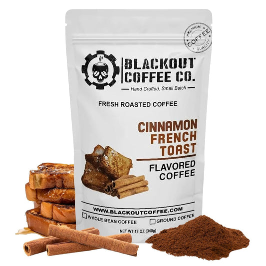 Blackout Coffee Cinnamon French Toast Flavored Ground Coffee – Medium Roast, Smooth Taste, Guilt Free Indulgence – Freshly