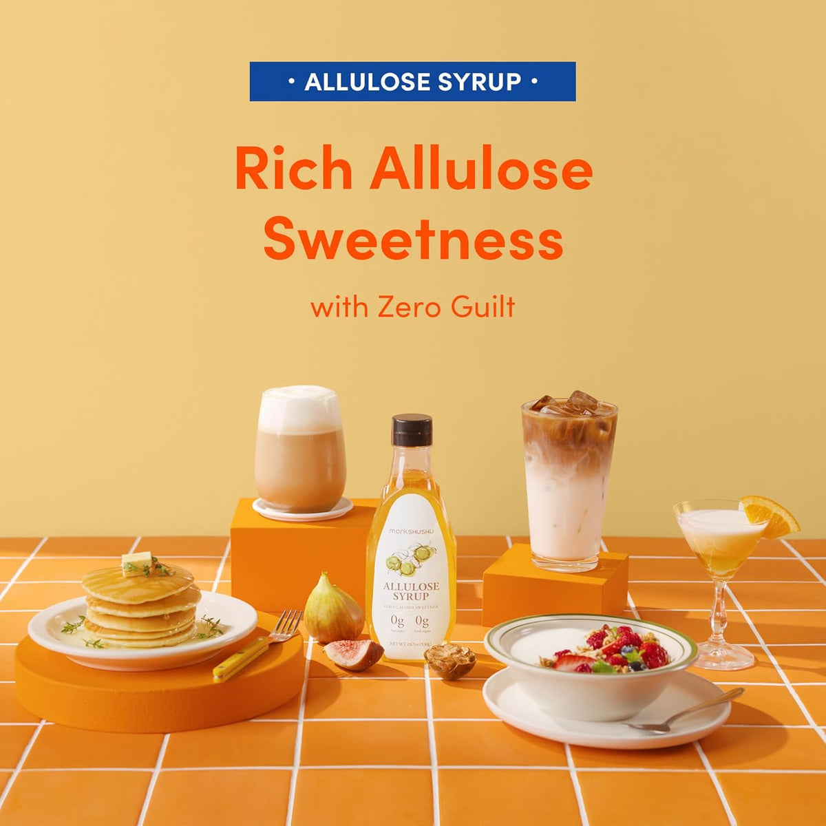 MONKSHUSHU Allulose Syrup 18.7 Fl Oz - Liquid Sweetener for Cooking, Baking, and Drinks - Keto Diet, Vegan friendly, Stevia Blend Thin Syrup - Zero Calorie Sugar Substitute - Monk Fruit - Gluten Free, 0g Net Carbs, Non-GMO