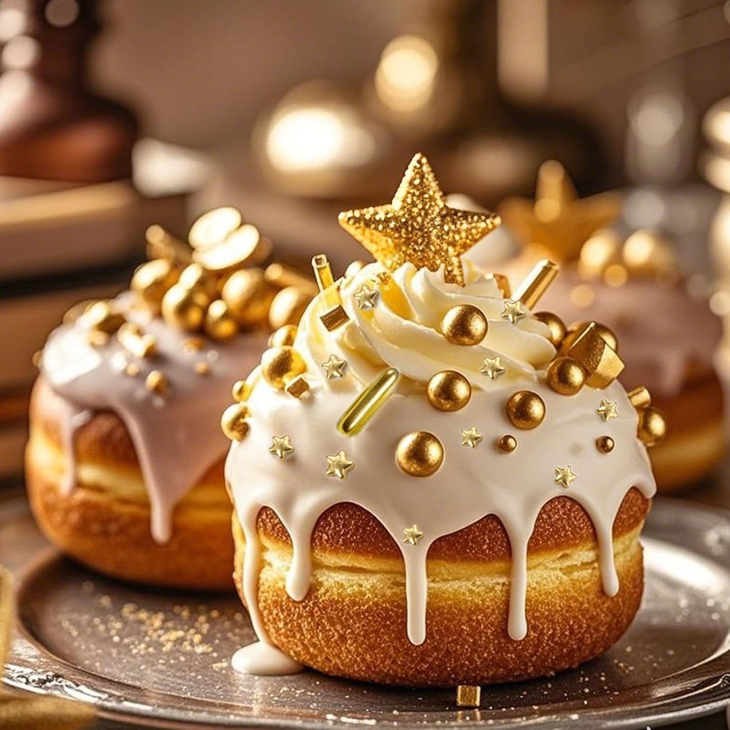 Twisweet Gold Sprinkles 130g, Edible Pearl Sprinkles, Sugar Rods &amp; Stars | Gold cake decorations and star sprinkles for cake toppers, cupcakes, cookies, weddings, birthdays, Christmas &amp; New Year