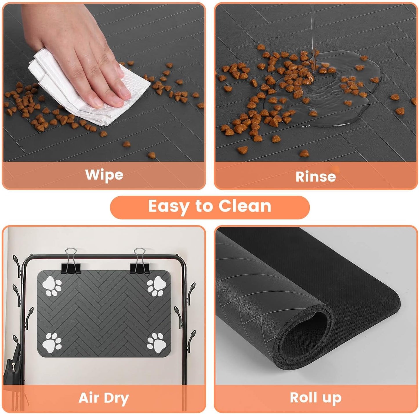 Pet Feeding Mat-Absorbent Pet Placemat for Food and Water Bowl, with Waterproof Rubber Backing, Quick Dry Water Dispenser Mat for Dog and Cat (24"x16", Beige)