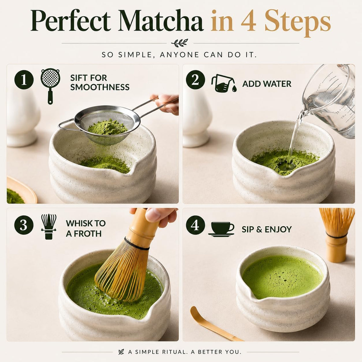 BARISTA EMPEROR® MATCHA WHISK SET PREMIUM 11pcs - Professional Matcha Kit Set with Matcha Bowl, Matcha Whisk, Milk Frother, Spoon, Sifter, Scoop, Stand, Tea Mat, Cloth, Ebook - Matcha Bowl Set