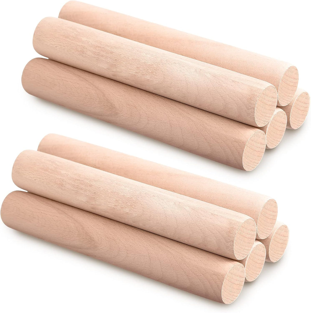 Patelai 10 Pieces Small Wooden Rolling Pin, Dumpling Dough Roller Wooden Mini Rolling Pins Kitchen Utensil Tool for Fondant, Pasta, Bread, Pastry, Cookies, Pizza, Pie, Cylinder Style, 6.3 Inch