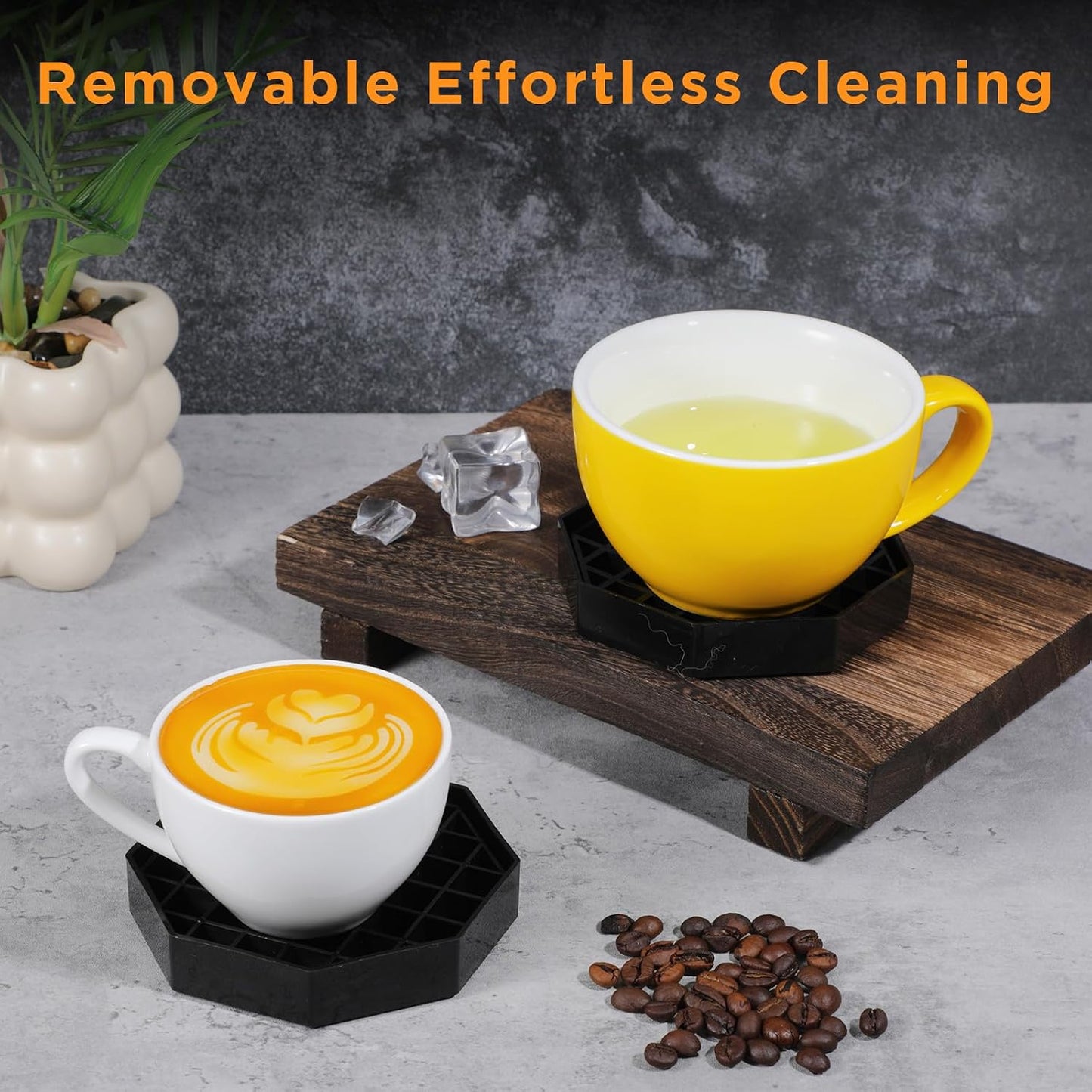 8 Pcs Octagon Drip Tray with Honeycomb Grid, 4 Inch Black Plastic Drip Trays for Coffee Countertop, Drink Dispenser, Tea, Wine Beverage