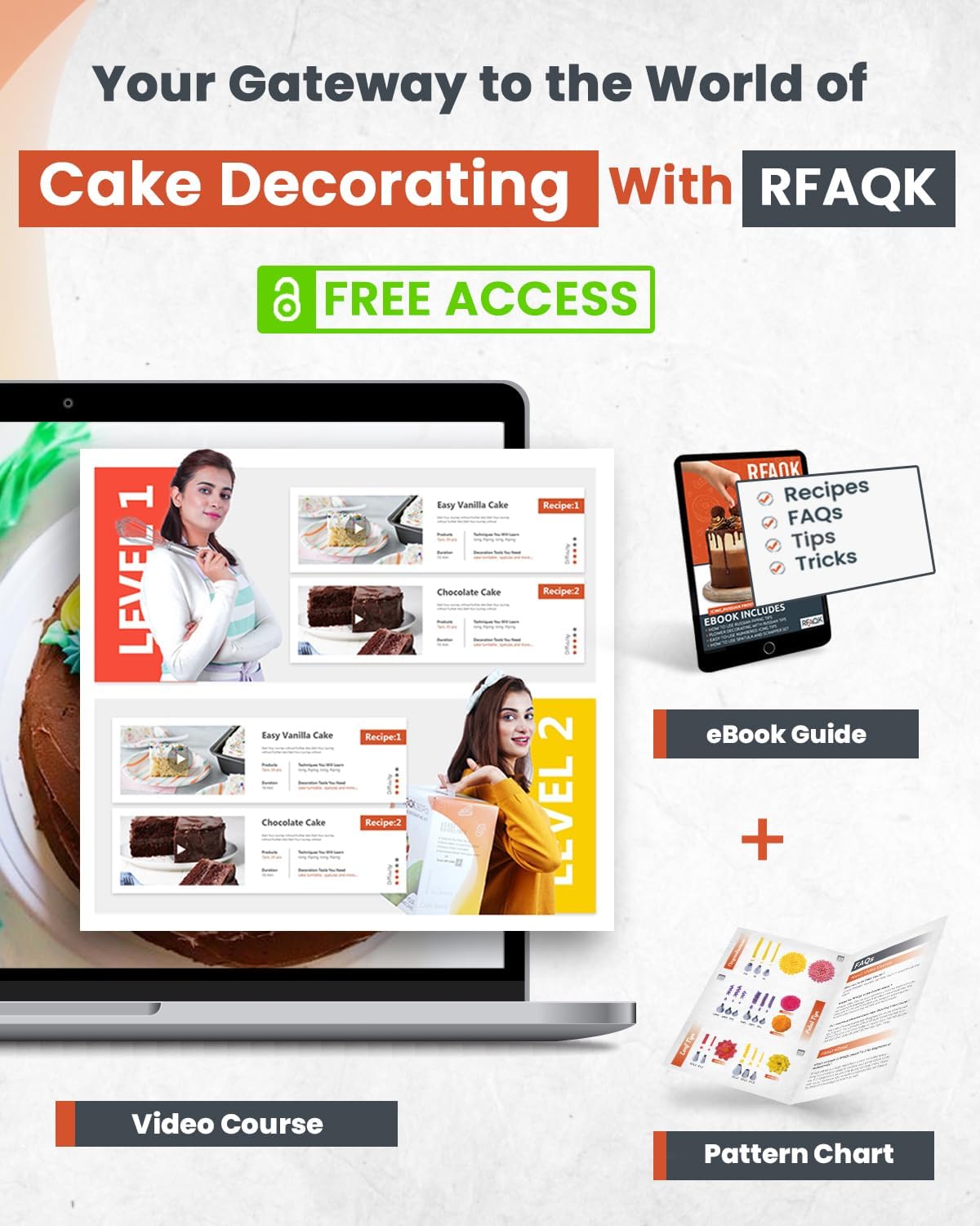 RFAQK 50PCs Cake Decorating Supplies Kit with 12" Aluminum Rotating Cake Turntable Stand, Professional Leveler, Straight &amp; Offset Spatulas, 12 Numbered Icing Tips &amp; Bags