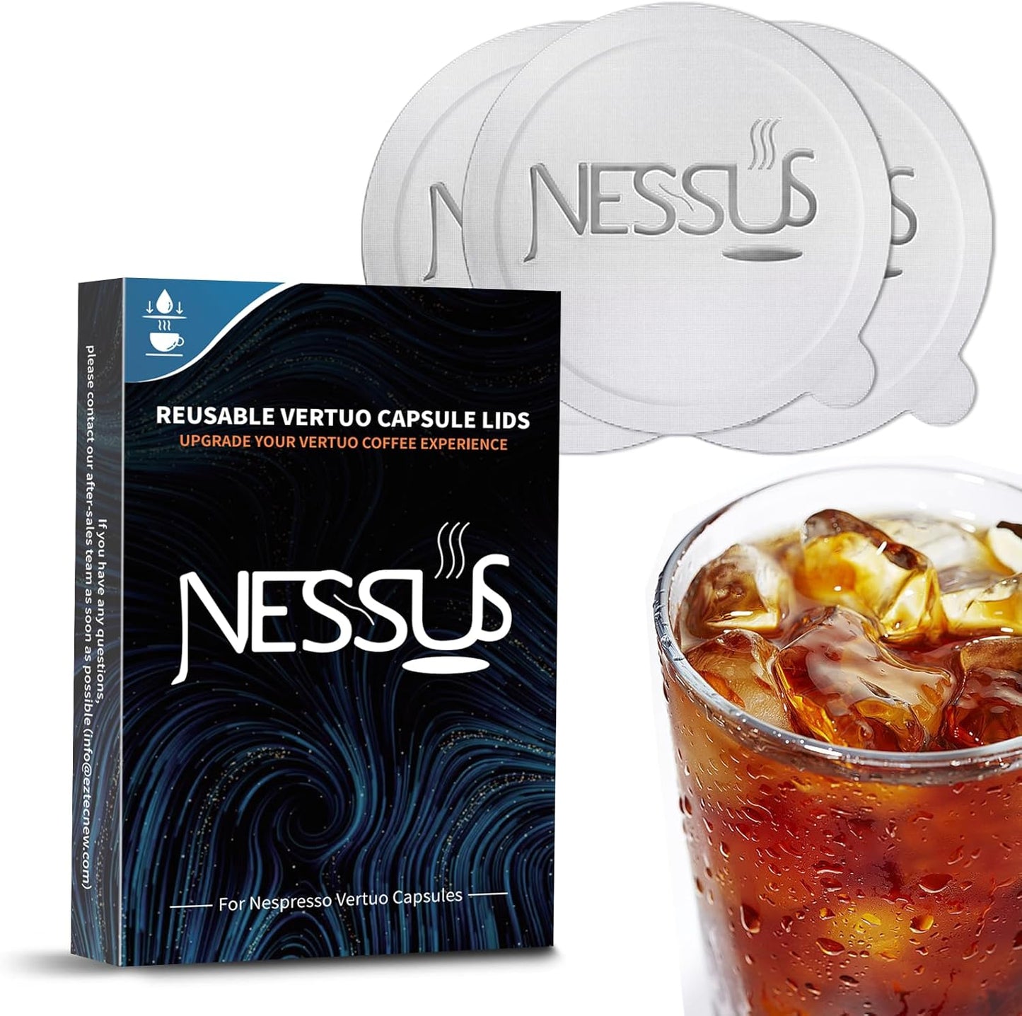 Nessus 200 PCS Original Aluminum Foil Seals Lids from Vertuo Reusable Pods Kit, [ALSeal EZ FIT] for Nespresso Refillable Pods, Compatible with Nespresso Vertuoline Machine(Foil Seals Only)