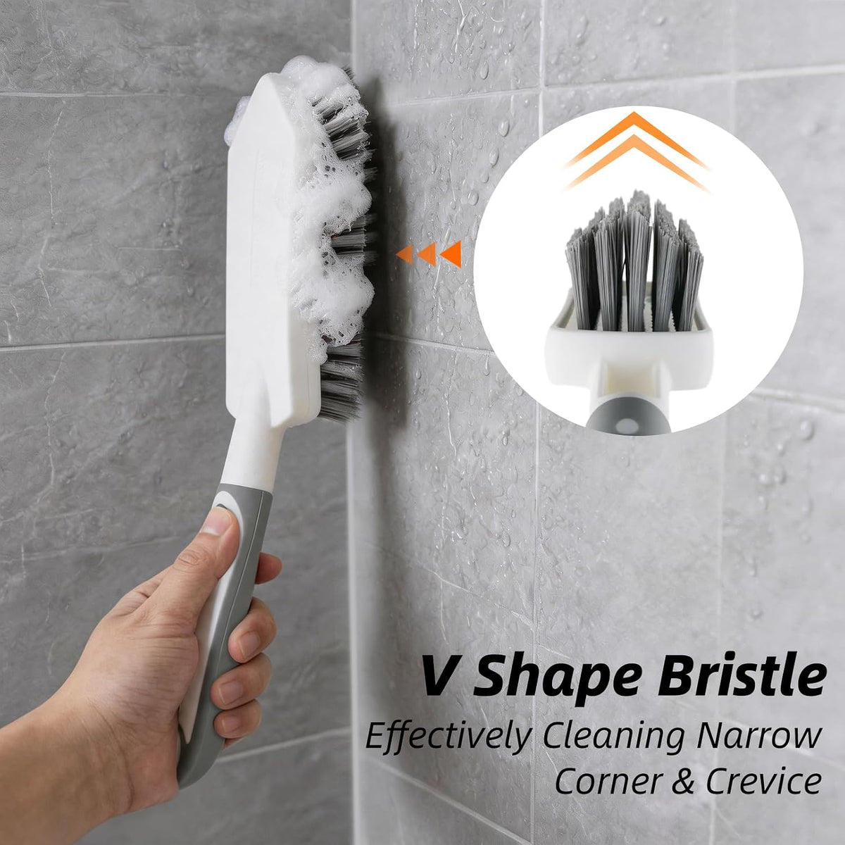 3 Pack Scrub Brush Set with Grout Brush, Shower Brush and Squeegee