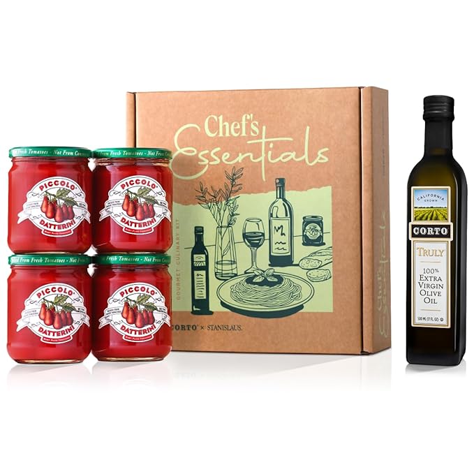 Corto x Stanislaus Chef’s Essentials Kit – TRULY Extra Virgin Olive Oil - Ultra-Fresh Fall Harvest & Piccolo Datterini Baby Plum Tomatoes – Handpicked - Loved by Pro Chefs now for Home Chefs