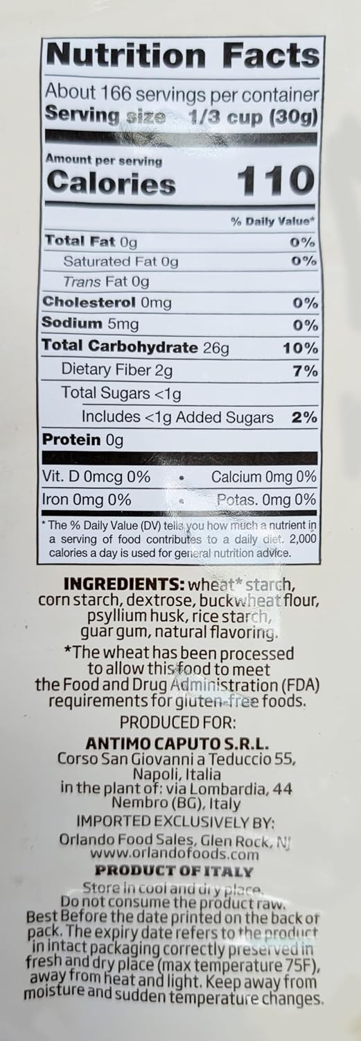 Antimo Caputo Gluten Free Pizza Flour 11 Lb Bulk - All Natural Multi Purpose Flour & Starch Blend for Baking Pizza