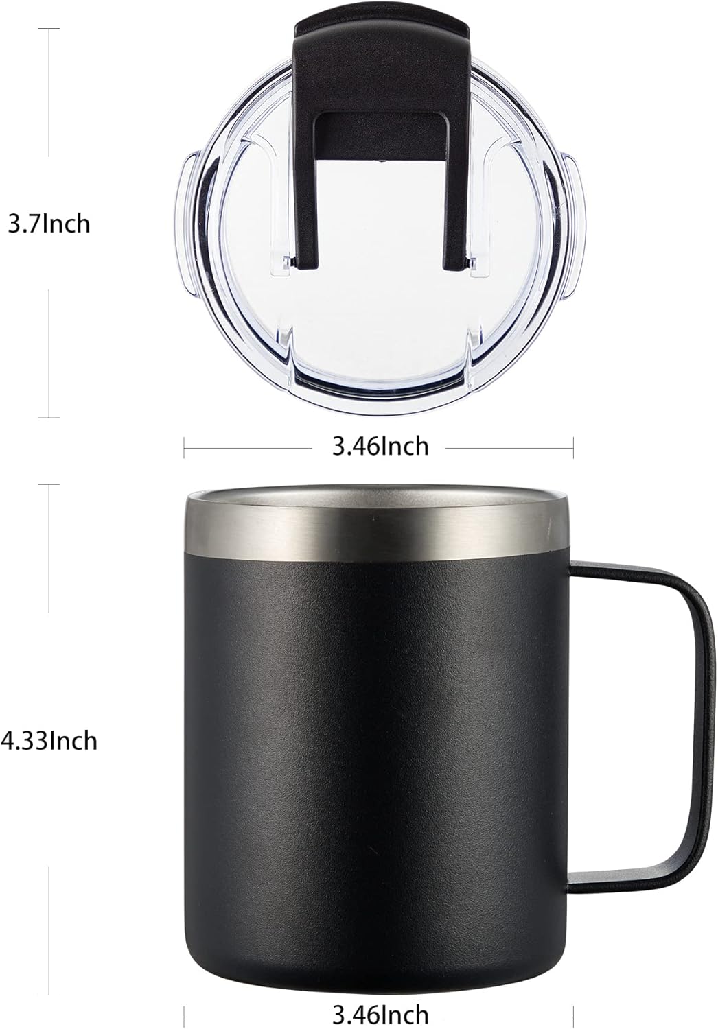 ALOUFEA 12oz Insulated Coffee Mug Cup with Handle, Stainless Steel Travel Coffee Mug with Flip Lid, Double Wall Vacuum Coffee Tumbler, Red