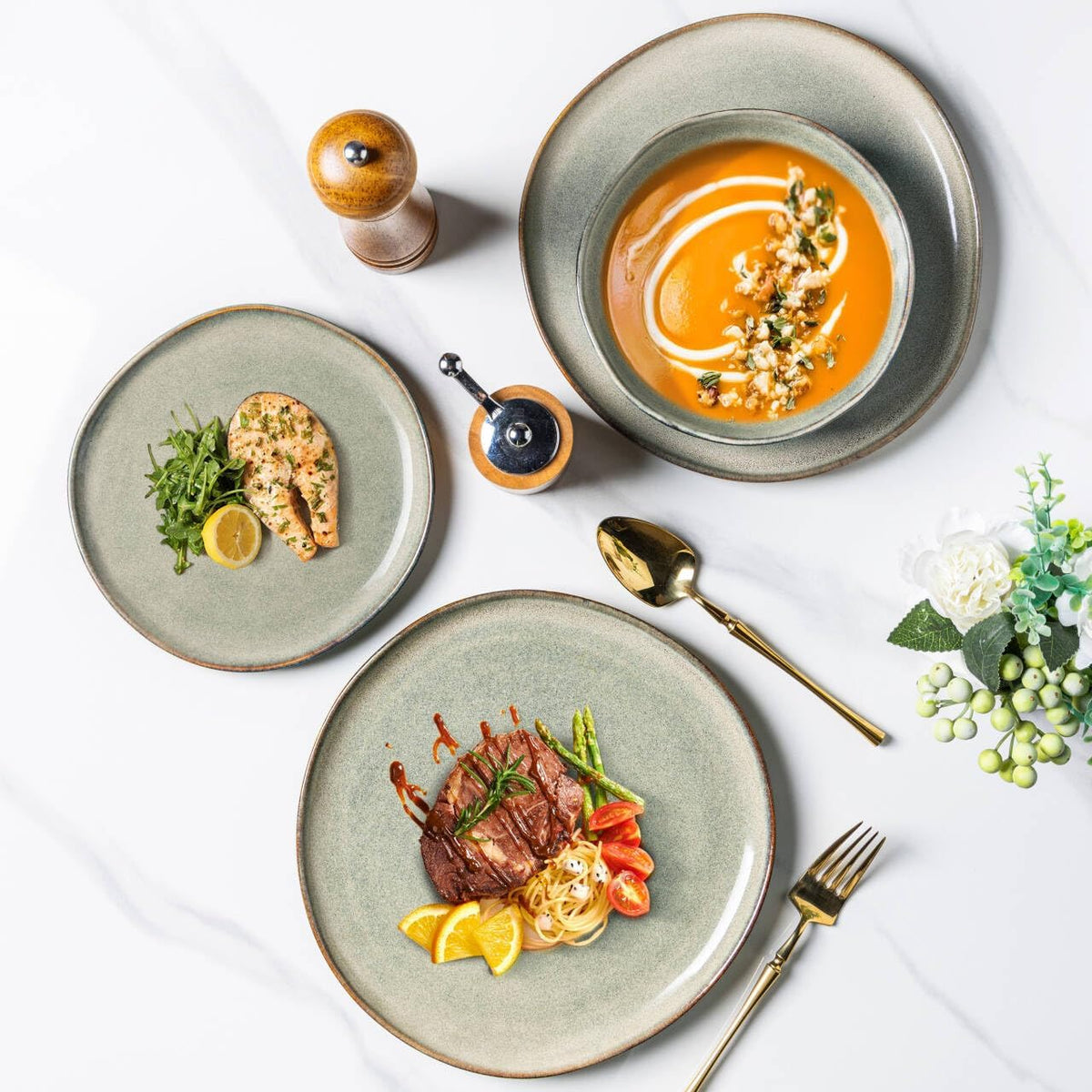 AmorArc Ceramic Dinner Plates Set of 6, 10.5 Inch Stoneware Plates Set