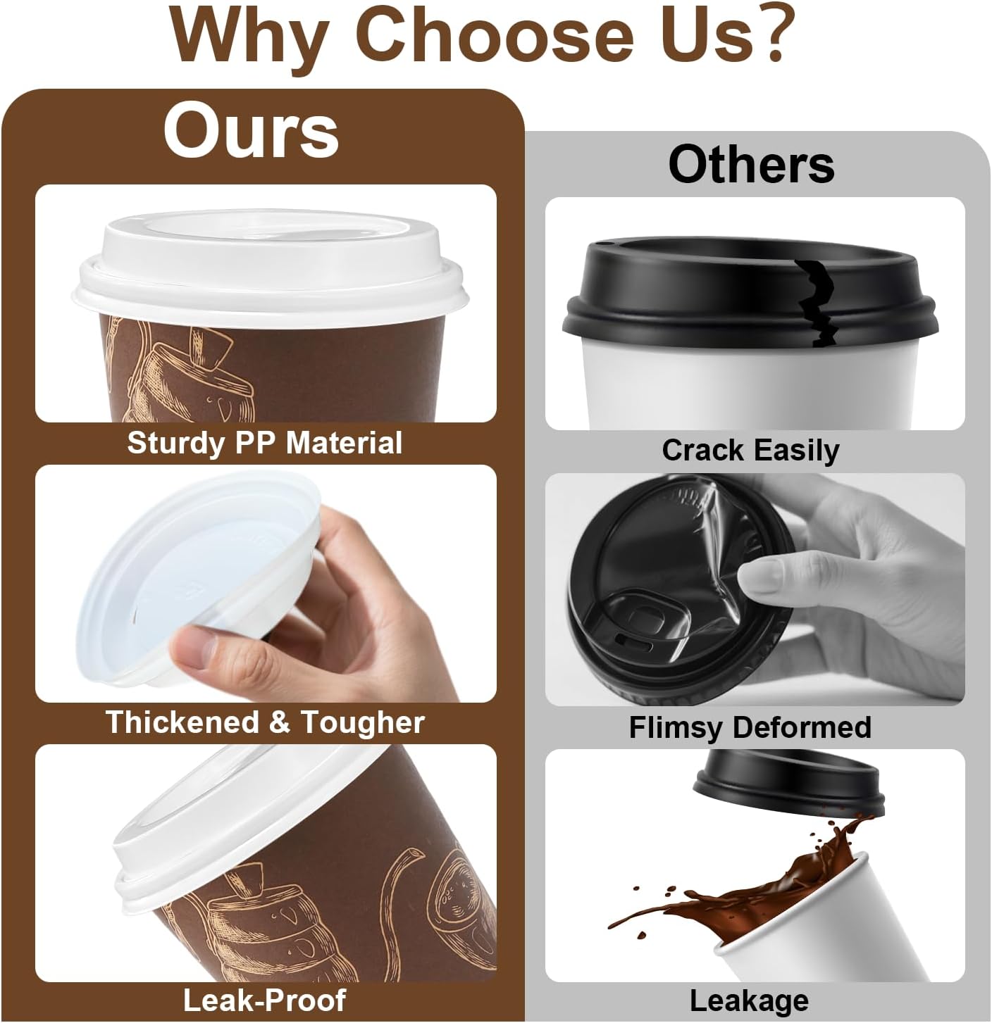180 Pack Coffee Cup Lids - Plastic Lid for 10, 12, 16, 20, 24 oz Paper Cups