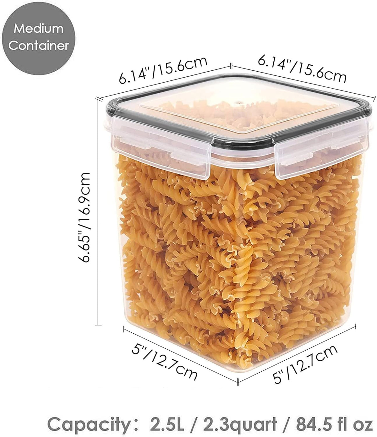 Vtopmart 2.5 L Flour Sugar Storage Containers, 4 PCS, Black