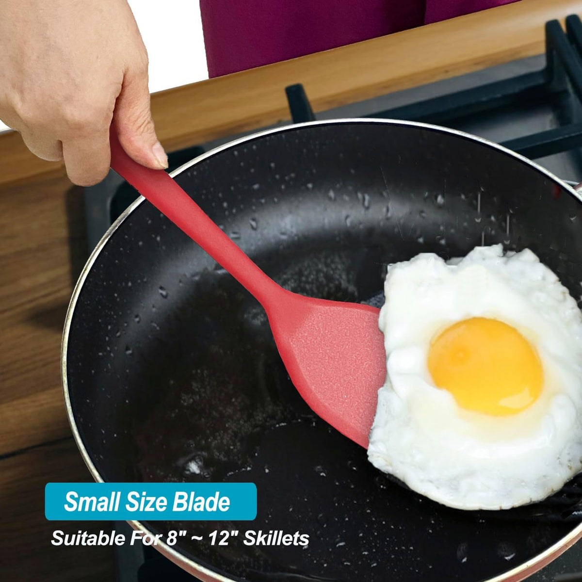 Silicone Spatula Turner Set, High Heat Resistant Spatulas with Seamless One Piece Design, Nonstick Rubber Flippers Utensils for Baking &amp; Cooking,BPA-Free, Red, 11 IN