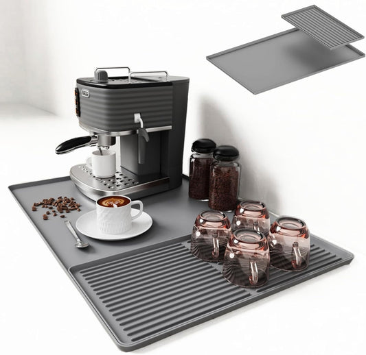Coffee Bar Mat, Coffee Maker Mat, 24"x16" Silicone Coffee Mat, Spill-Proof, Heat-Resistant, Non-Slip, Fits Under Coffee