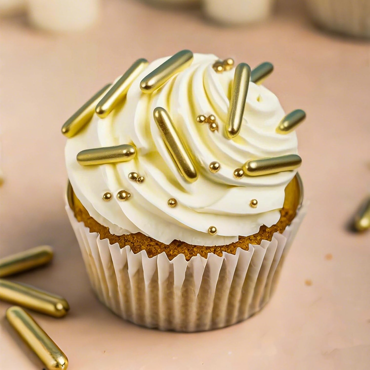 Twisweet Gold Sprinkles 130g, Edible Pearl Sprinkles &amp; Sugar Rods for Cakes | Gold cake decorations, edible sprinkles for cake decorating, cupcakes, cookies, weddings, birthdays &amp; Christmas treats