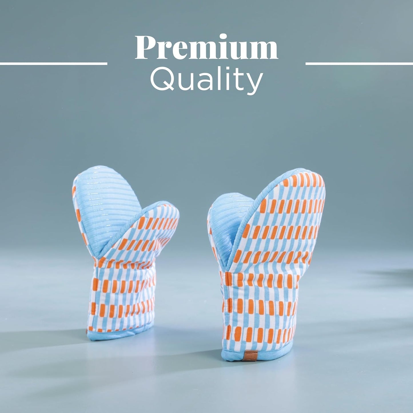 Folkulture Fall Oven Mitts, Orange, Set of 2, Heat Resistant - (5.75"x9") | 100% Cotton, Non Slip, Heat Resistant, Silicone, Cute Striped Mini Mits with Hanging Loop, Fall Kitchen Décor, Cooking Gifts