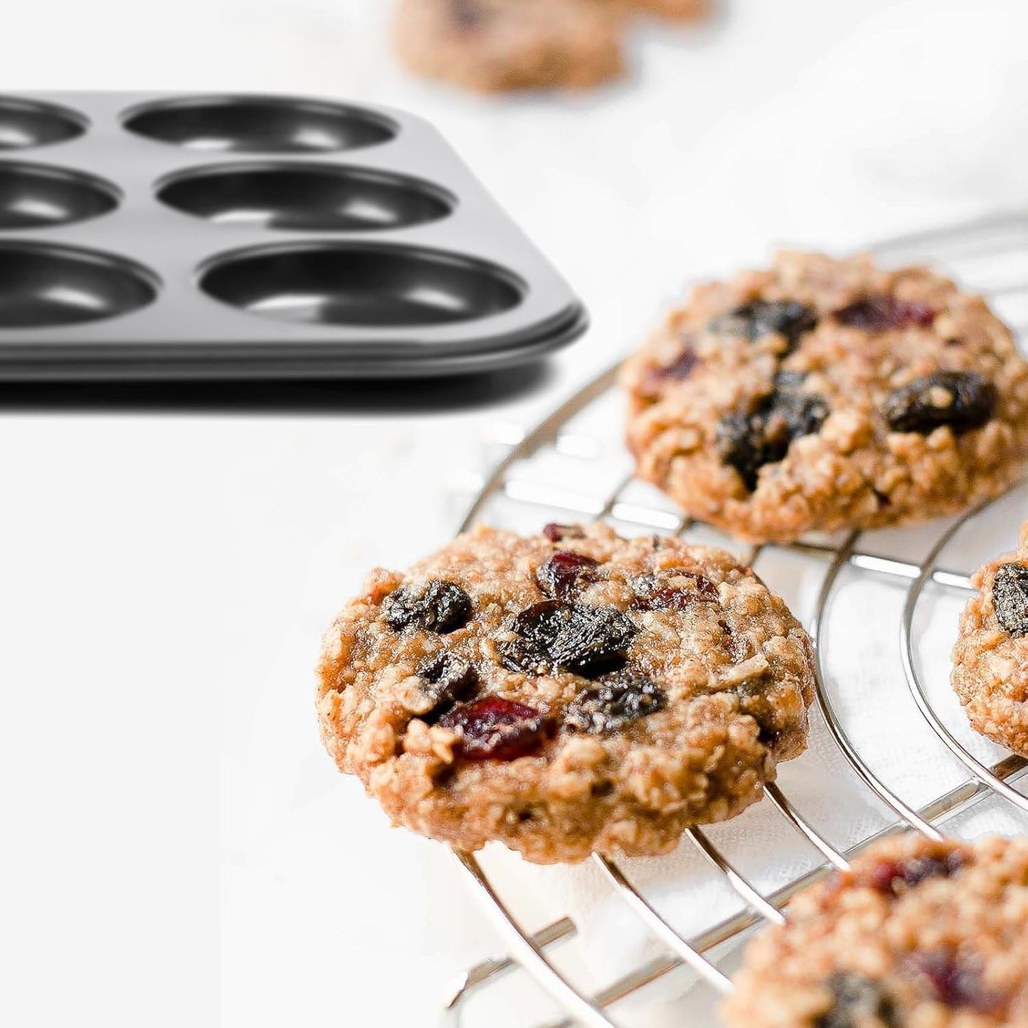 Nonstick Muffin Top Pan Set, 12-Cup, 13.5 x 10.2 inches, 2-Pack, Black