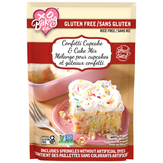 XO Baking Co. Gluten Free Small Batch Confetti Cupcake & Cake Mix - Includes Sprinkles Without Artificial Dyes; Non-GMO;