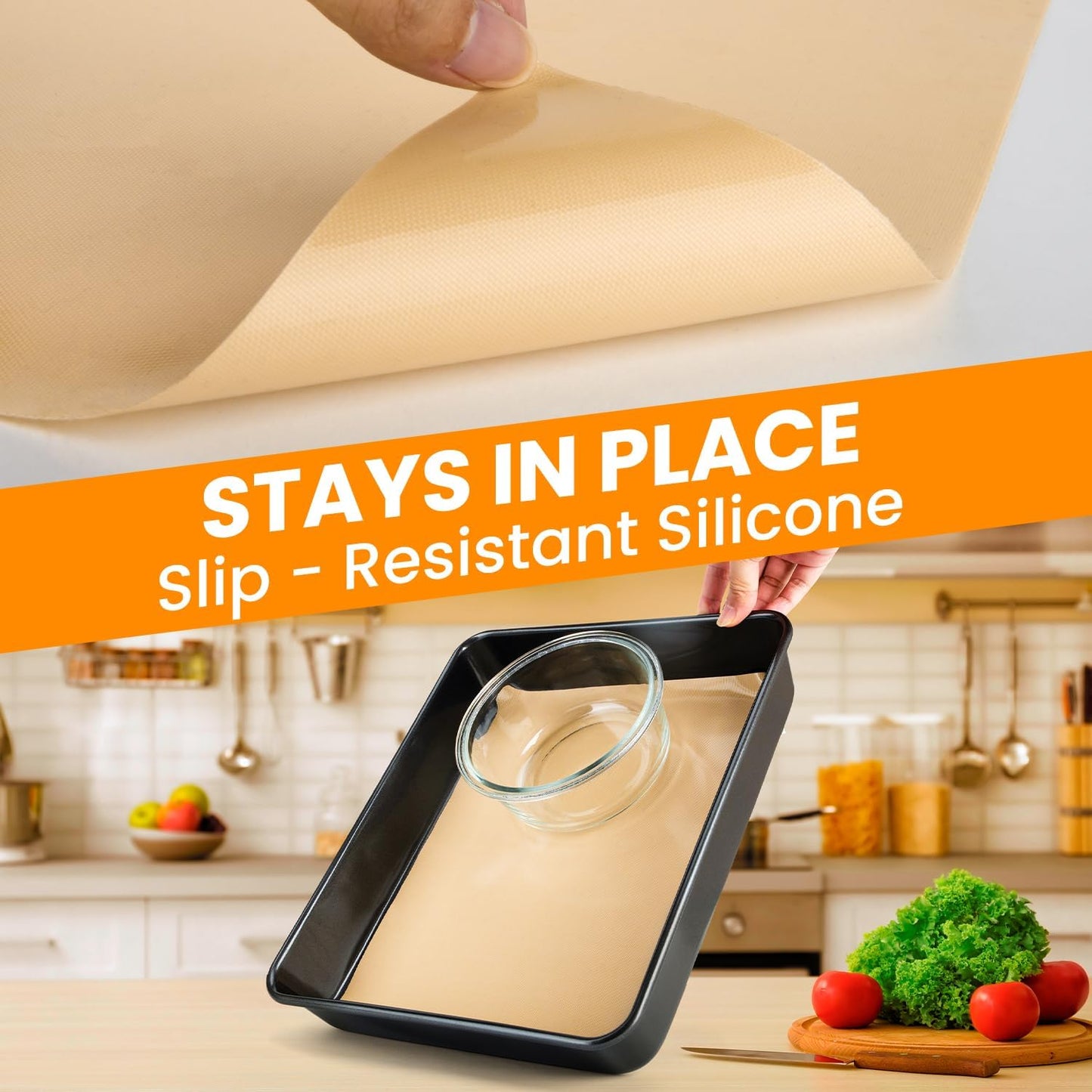 Silicone Baking Mat Roll - Best German Silicone Mat for Baking - Non Stick Silicone Pastry Mat, Non-slip Silicone Counter Mat, Reusable Air Fryer Liner, Oven Liner Mat, Freeze Dryer Mat