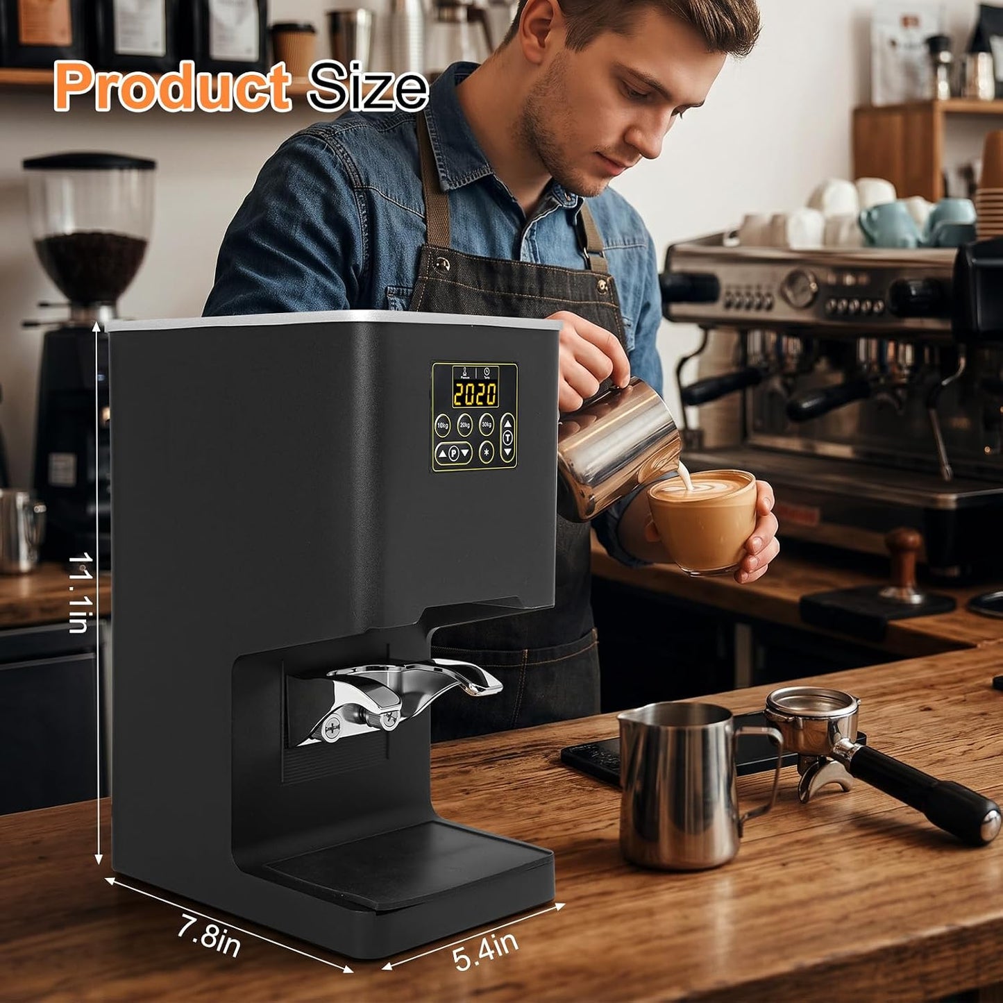 Electronic Automatic Espresso Tamper, 58mm Coffee Tamper | Multi-Tamp 1-3x Espresso Distribution Tool | Adjustable Pressure 2-38kg Electric Tamper | CE Certified | Home &amp; Commercial Barista Tool