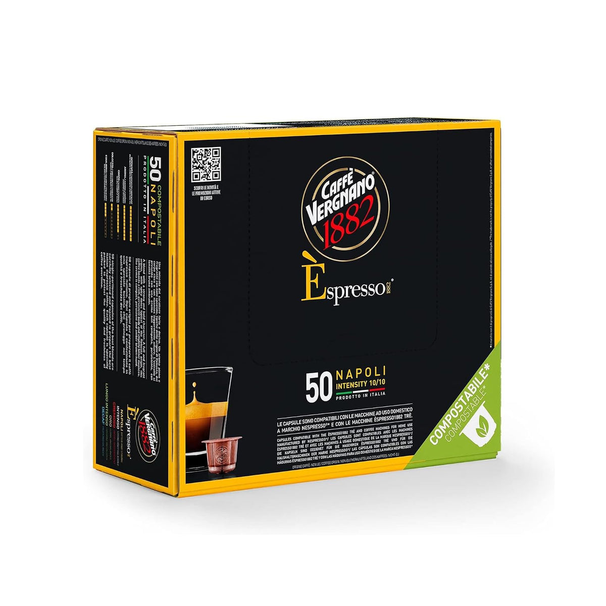 Caffe Vergnano Napoli Coffee Pods, Nespresso Original Compatible, 50 Ct
