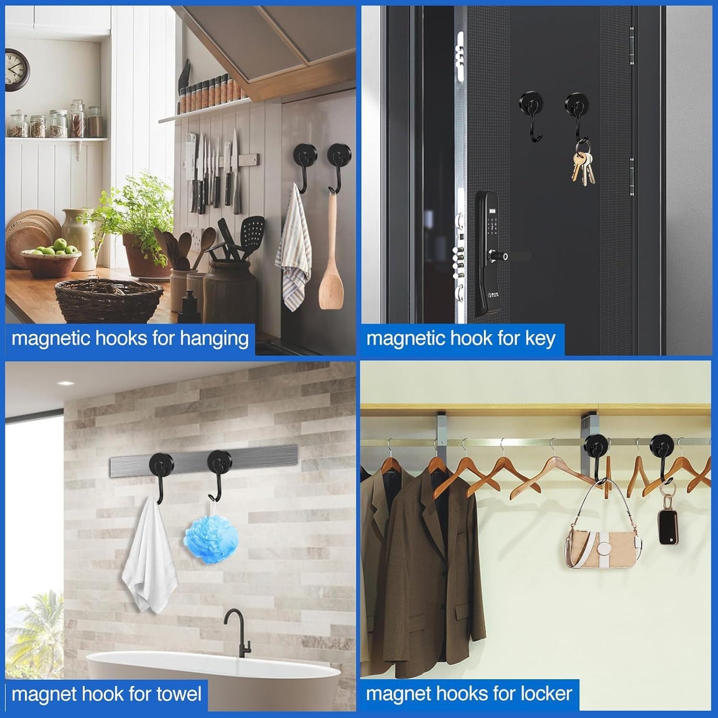 LOVIMAG Magnetic Hooks Magnet Hook for Cruise Cabins Fridge 80LBS 6Pack