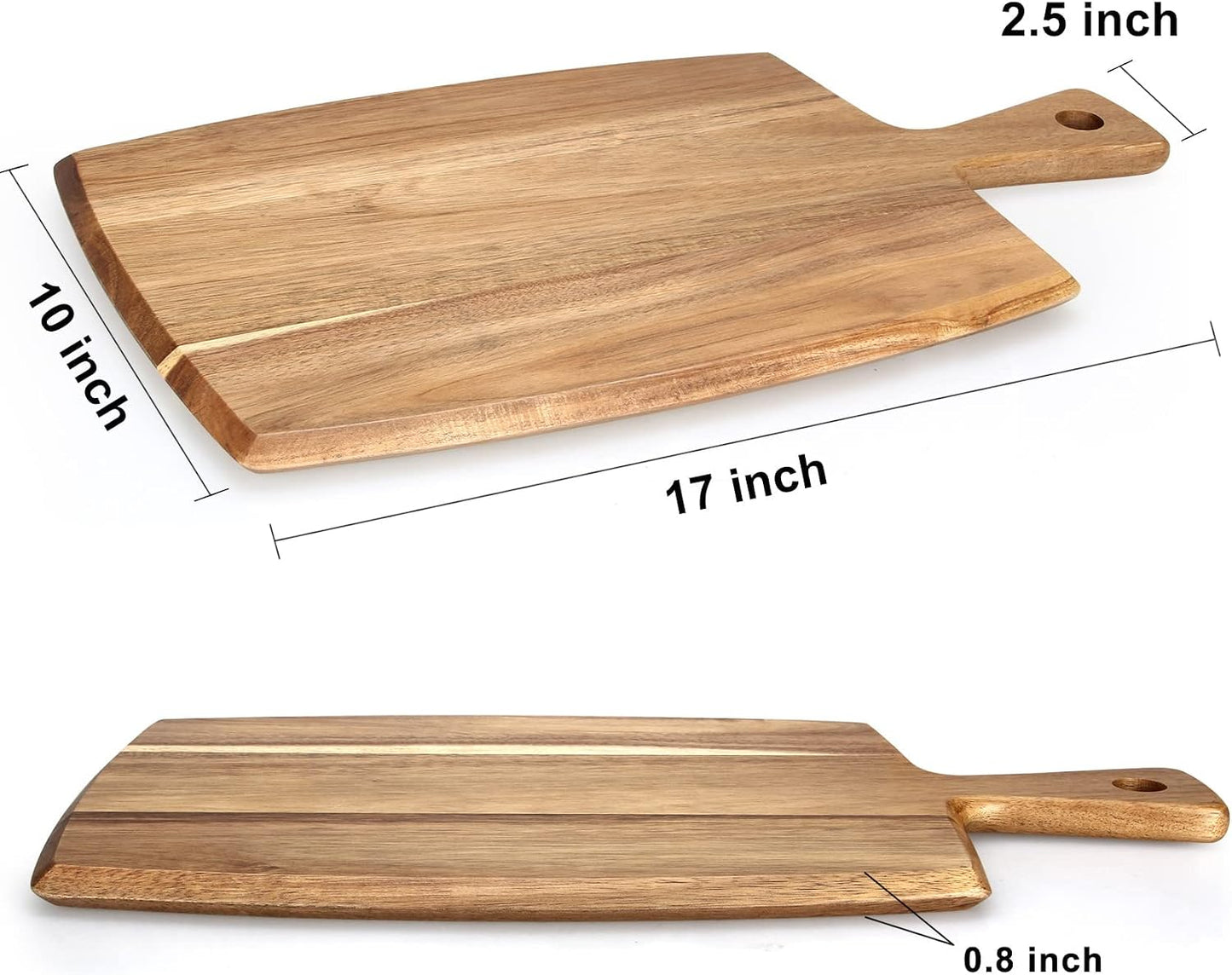 Acacia Wood Chopping Cutting Board Kitchen with Handle Charcuterie Boards | 17" Solid Decorative Large Wooden Cutting Board Non Toxic Teak Meat Breadboard Serving Cheese Boards for Food Butcher Block