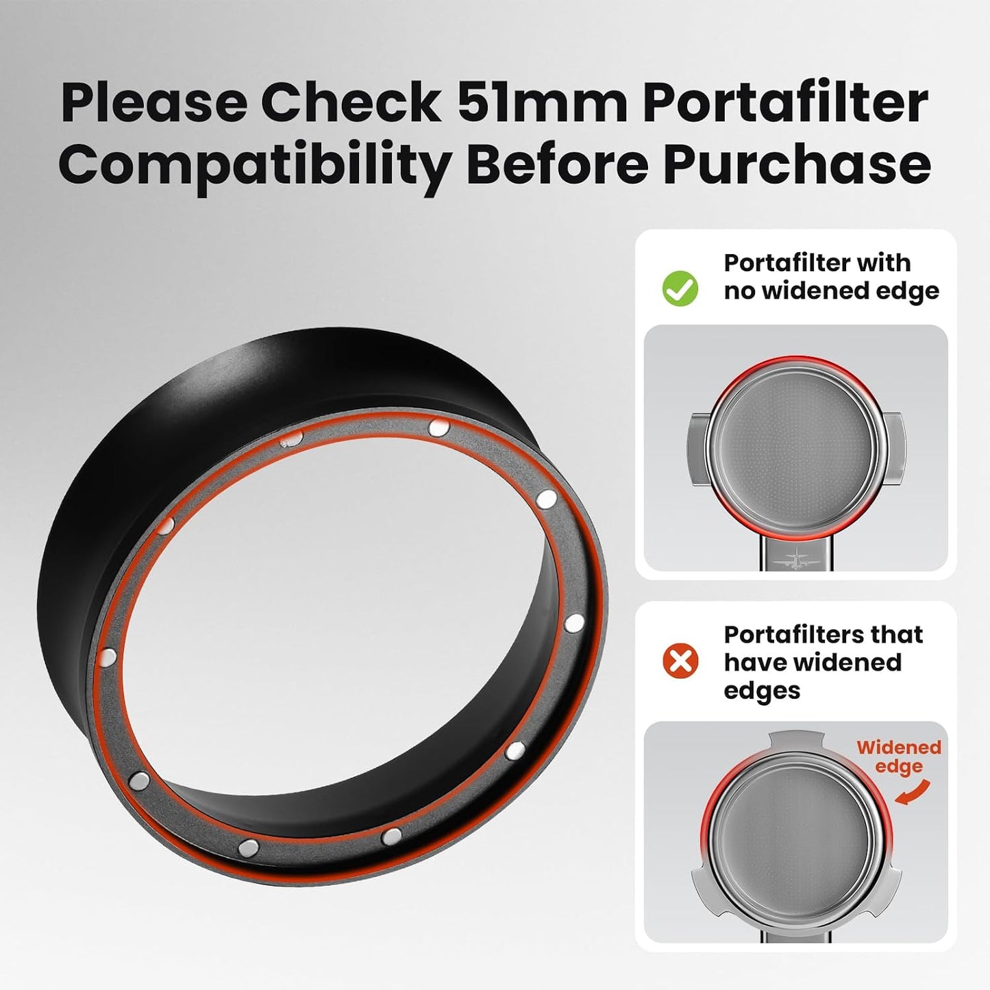MHW-3BOMBER 51mm Espresso Dosing Funnel &amp; Puck Screen Set, Magnetic Dosing Rring &amp; Reusable Filter kit Compatible with 51mm Bottomless Portafilter, Coffee Dosing Ring with Eppresso Puck DR7015-OS