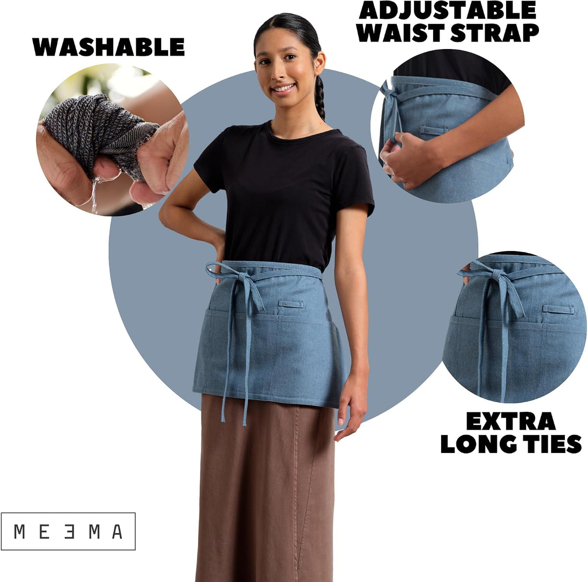 Chef Waist Aprons for Women with Pockets, Adjustable Cooking Aprons