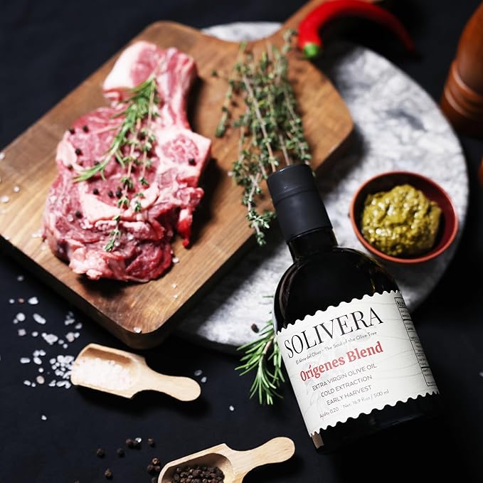 Solivera Orígenes Blend Extra Virgin Olive Oil Cold Pressed, 300+ High Polyphenols, Heritage Blend, Rich & Earthy, Single-Origin Organic Olive Oil, Hand Picked Early Harvest - 16.8 fl. oz. (Orígenes Blend)