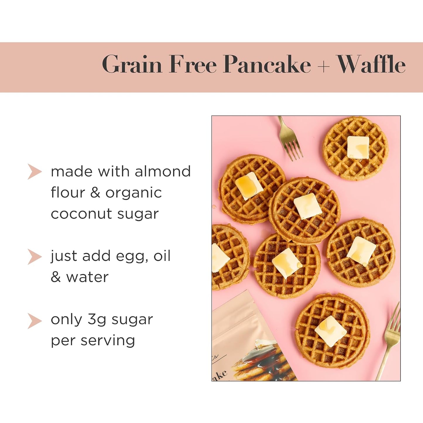 Stellar Eats Grain-Free Pancake &amp; Waffle Mix | Gluten-Free, Dairy-Free, Plant-Based, Paleo-Friendly | Sweetened with Coconut Sugar | Almond Flour-Based | Makes Fluffy, Thick Pancakes | 7.3 oz | 1 Pack