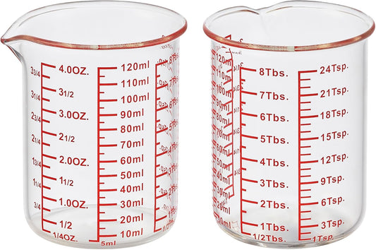 High Borosilicate Glass Measuring Cup-V-Shaped Spout，Glass Measuring Beaker for Kitchen or Restaurant, Easy to Read, 120 ML