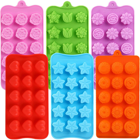 FIRETREESILVERFLOWER Flower Shape Chocolate Candy Molds Set