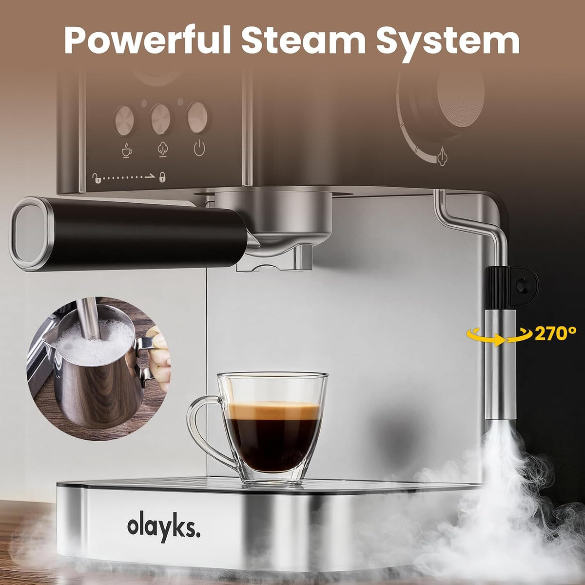 Espresso Machine 20 Bar, Professtional Espresso Coffee Maker with Milk Frother Steam Wand for Latte, Cappuccino, Espresso Maker with 1.8L Removable Water Tank, Gift for Dad or Mom