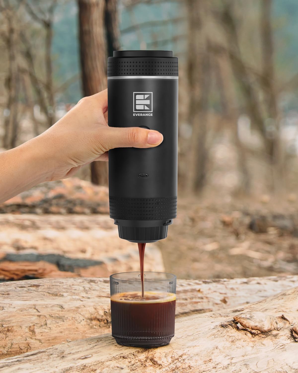 Portable Electric Espresso Machine, Car Coffee Maker for Travel Camping, Battery Powered Coffee Brewer Compatible with Ground Coffee &amp; NS Capsules, Black