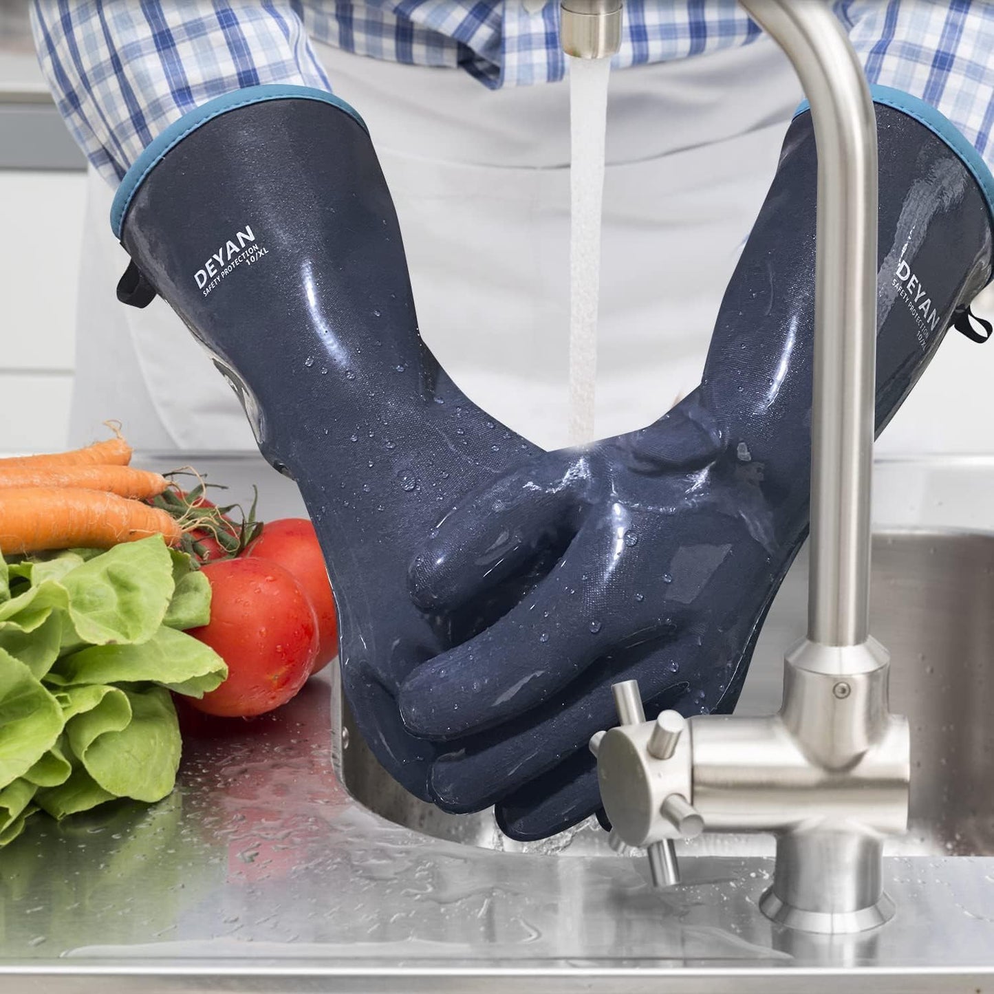 DEYAN Silicone BBQ Grill &amp; Oven Gloves, 600°F Heat Resistant,7/S | Food Grade, Waterproof &amp; Oil Resistant, Easy to Clean, Great for Baking,Kitchen Cooking,Grilling, Smoking, Frying